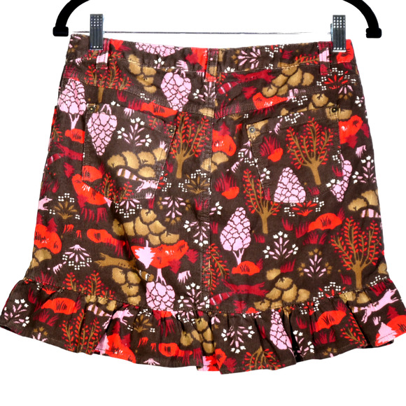 NEW Lands End Kids Skort Girls Size 14 Brown Corduroy Pockets Forest Fox Animals - Picture 7 of 10